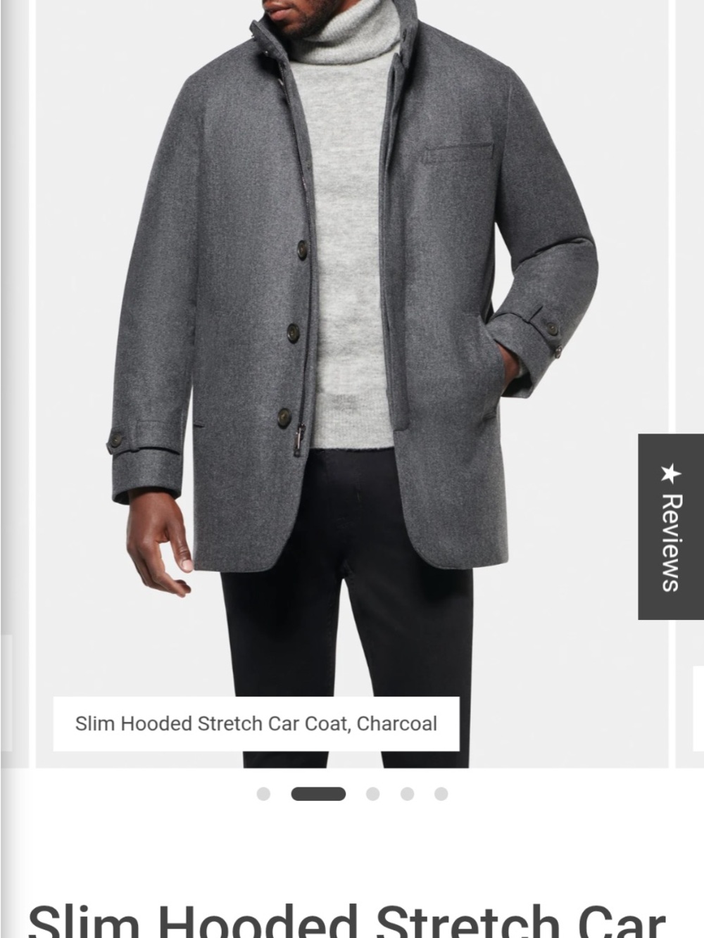Slim Charcoal Hooded Car Coat - Men's Trench
